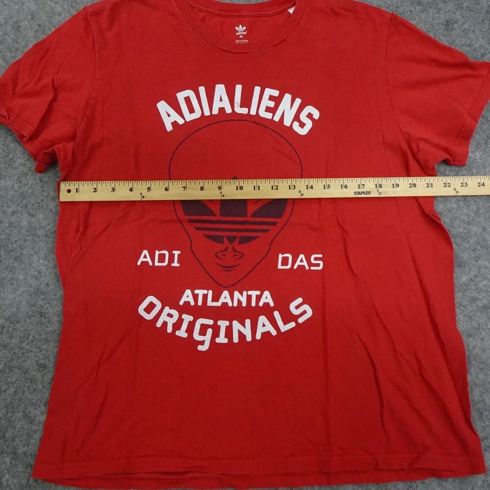 Vintage Adidas Originals T Shirt Mens XL Adialiens Atlanta Red Short Sleeve